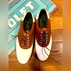 Vintage Polo by Ralph Lauren Men's Brown and White Leather Golf shoes size 7
